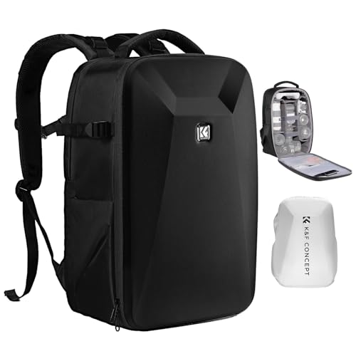 K&F CONCEPT Camera Backpack,Hardshell Photography DSLR Camera Bag with 15-15.6 Inch Laptop Compartment Waterproof Hard Shell Camera Case Compatible with Canon/Nikon/Sony/DJI Mavic Drone