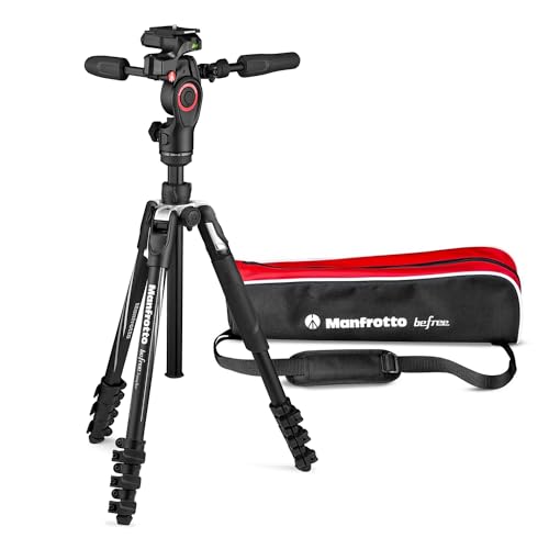 Manfrotto Befree 3-Way Live Advanced Tripod Kit, Tripod and Fluid Head in Aluminum for Cameras and Camcorders up to 6 kg, Ultra-Compact, Photography Accessories for Content Creation, Photo and Video