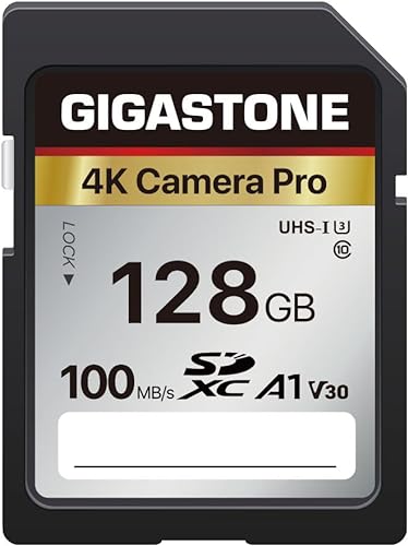 【5-Years Data Recovery】 GIGASTONE 128GB SD Card, 4K Camera Pro, UHS-I A1 V30 U3 Class 10 SDXC Memory